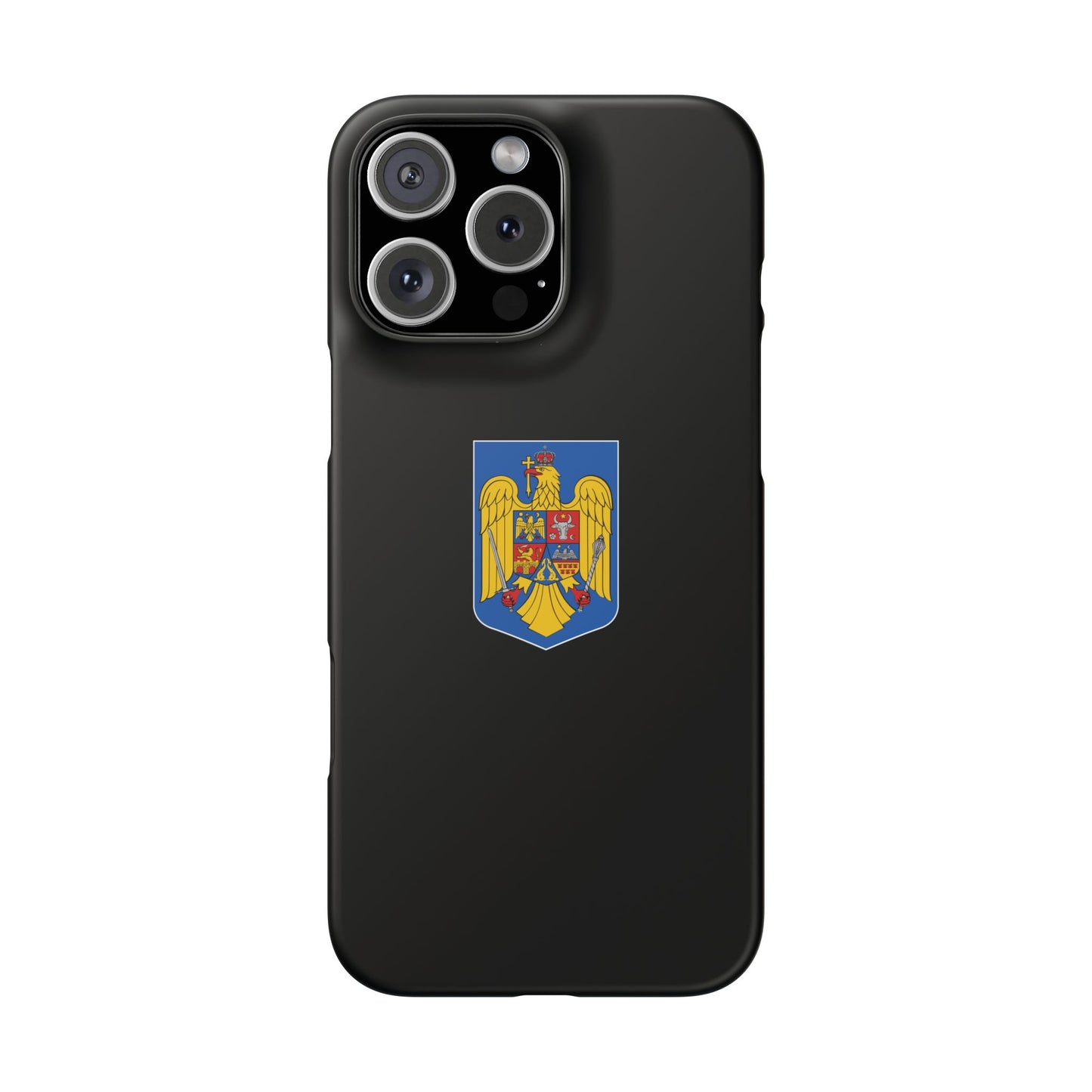 Husă rigidă neagră - Stema României color