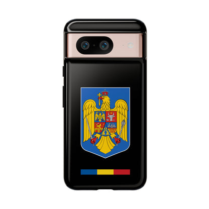 Husă rigidă neagră - Stema color și Tricolor România