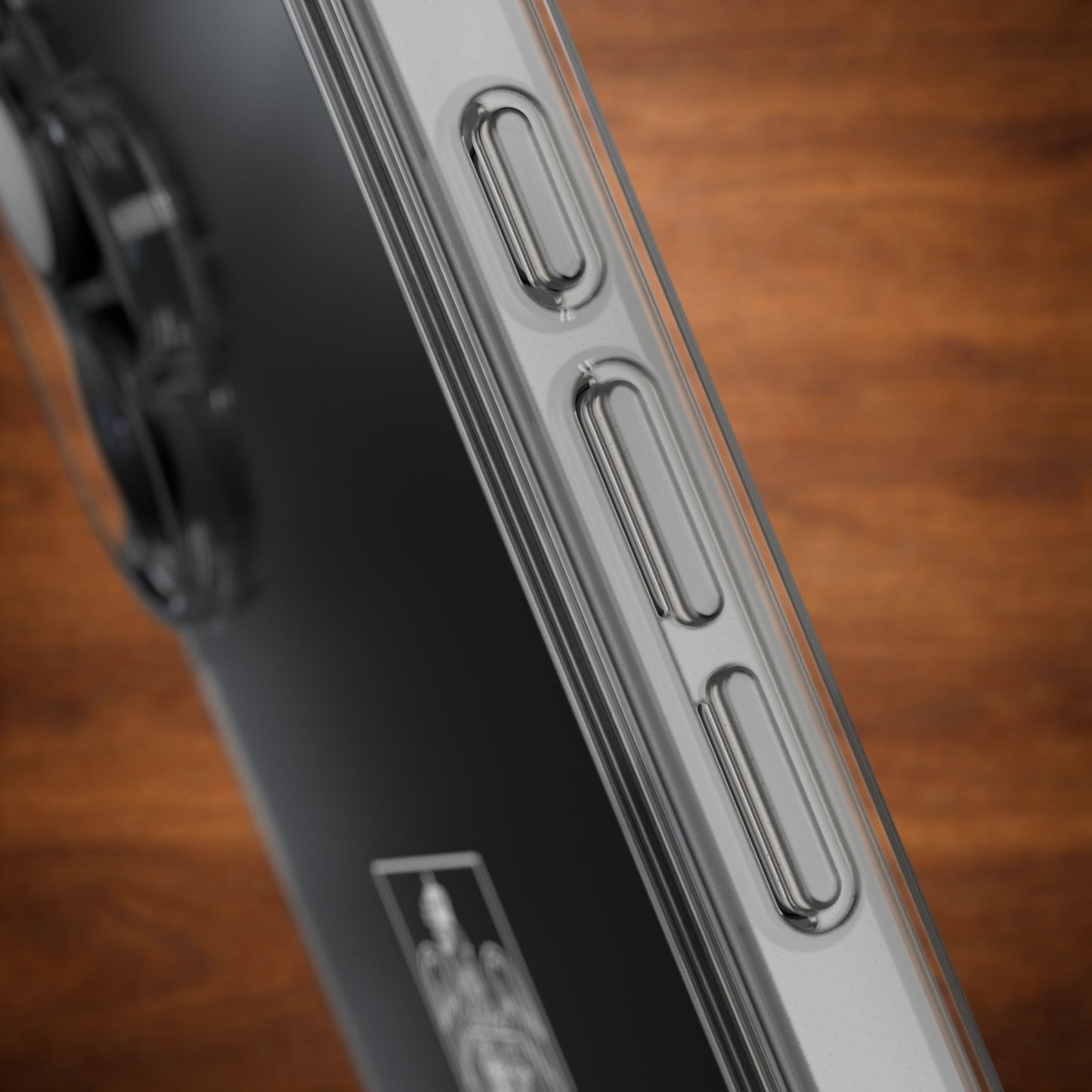 Carcasa transparenta cu stema României (contur alb)