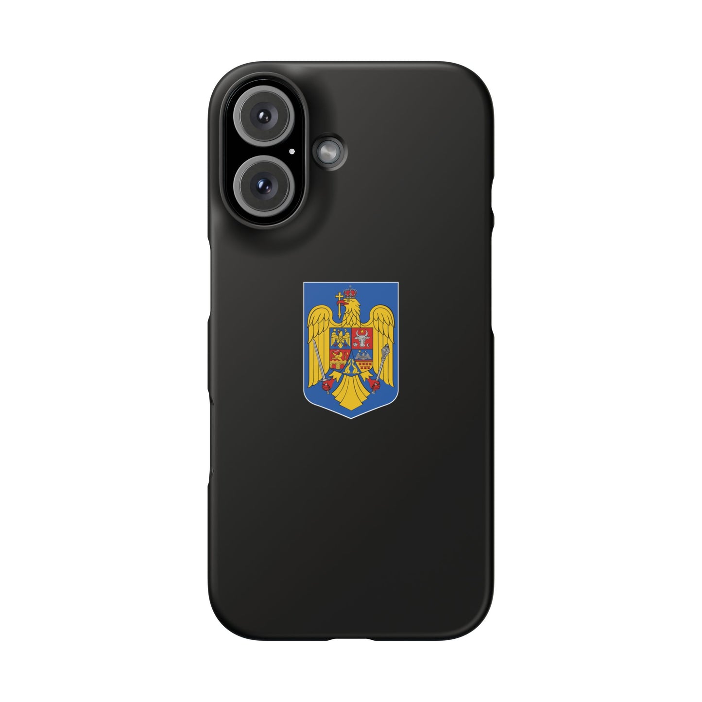 Husă rigidă neagră - Stema României color