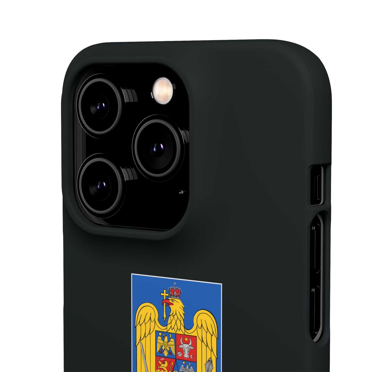 Husă rigidă neagră - Stema României color