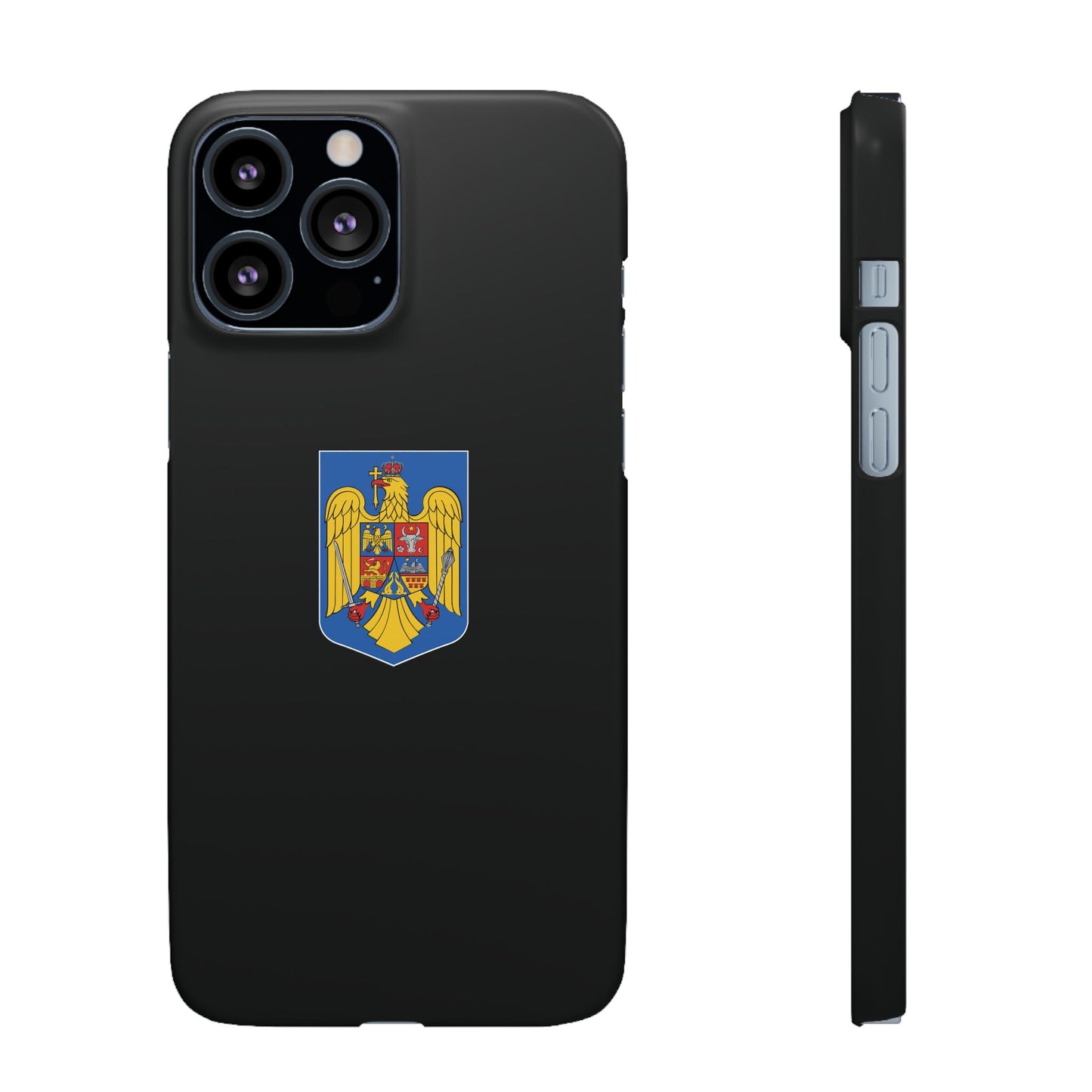 Husă rigidă neagră - Stema României color