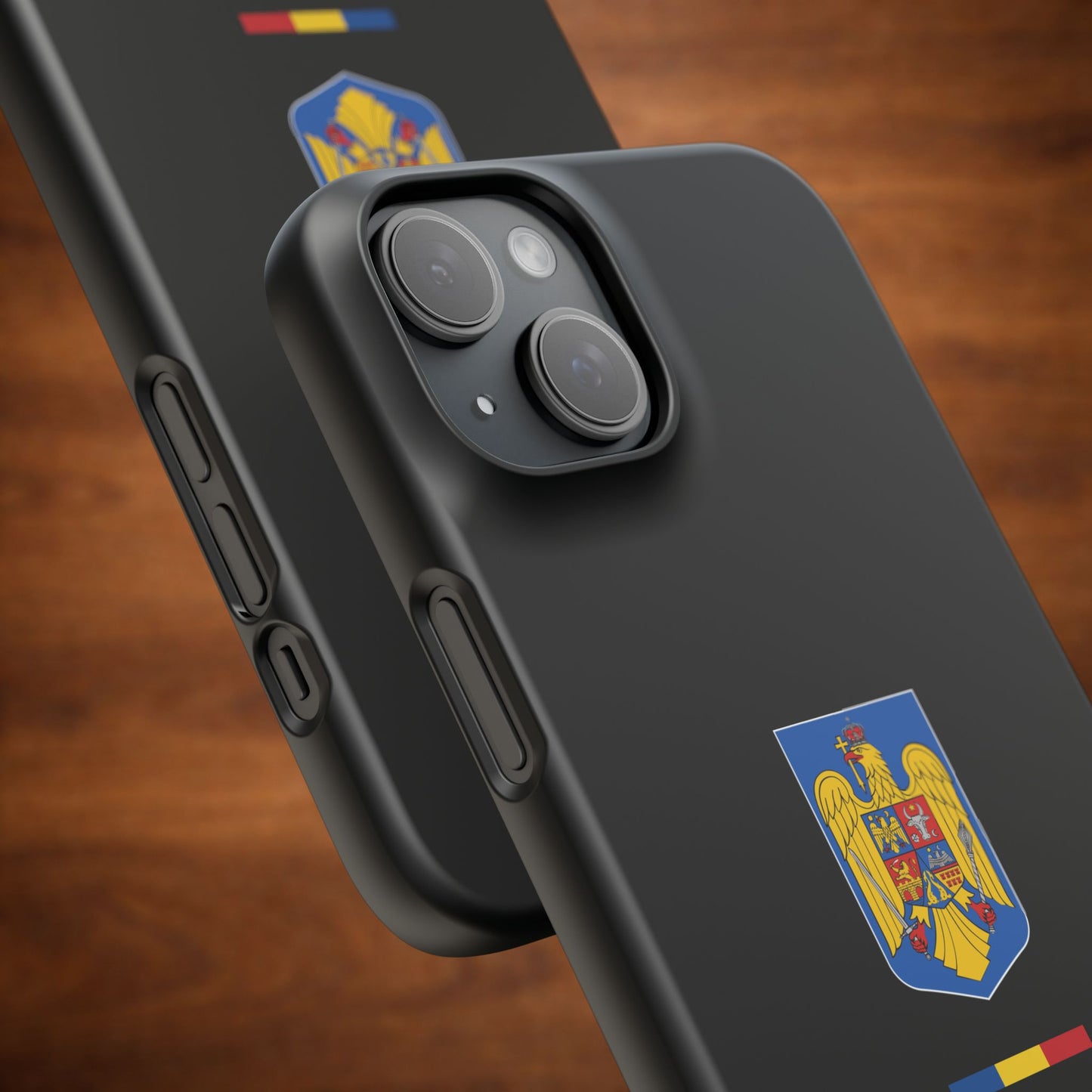 Husă cu stema României (color) și tricolor