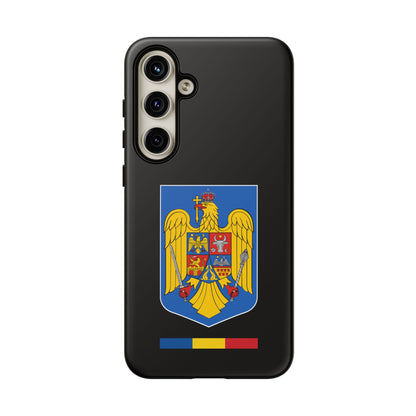 Husă rigidă neagră - Stema color și Tricolor România