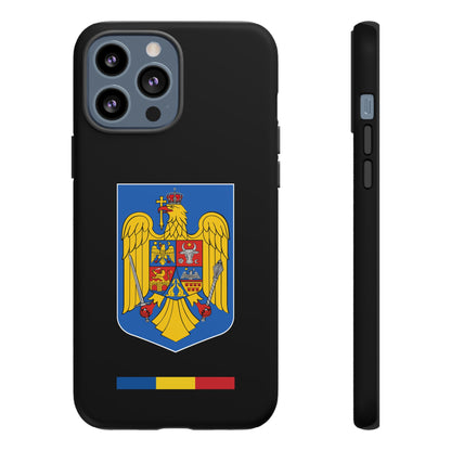 Husă rigidă neagră - Stema color și Tricolor România