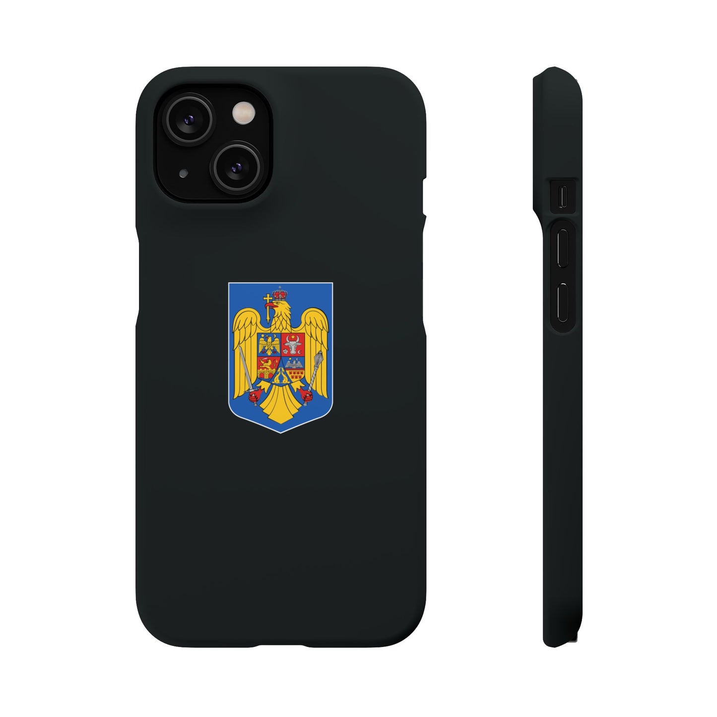 Husă rigidă neagră - Stema României color