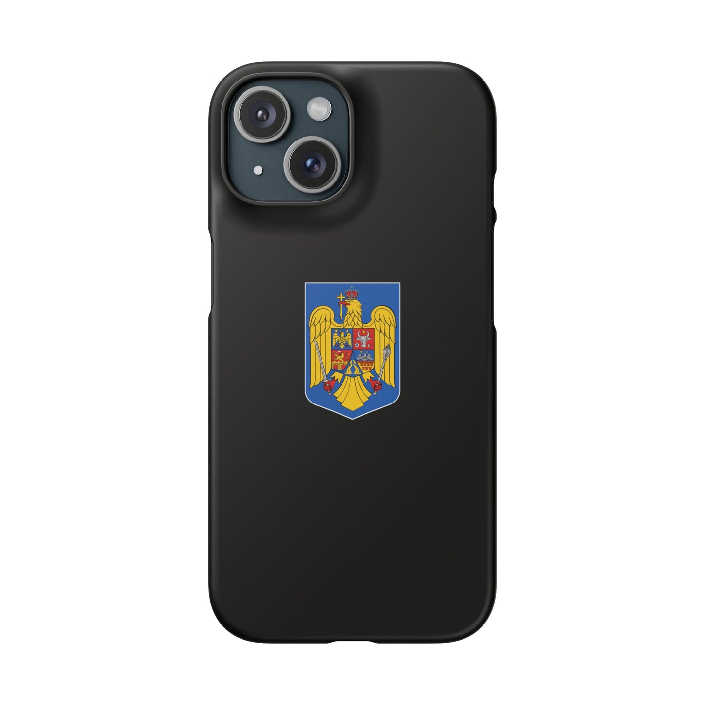 Husă rigidă neagră - Stema României color