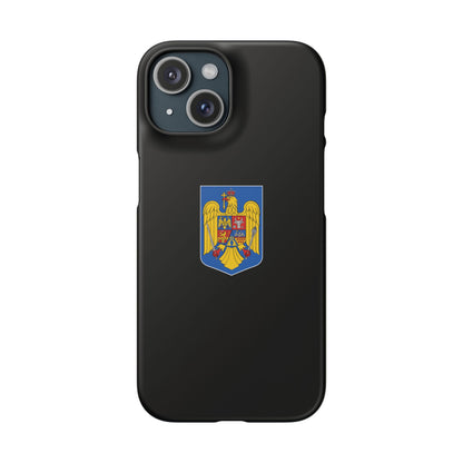 Husă rigidă neagră - Stema României color