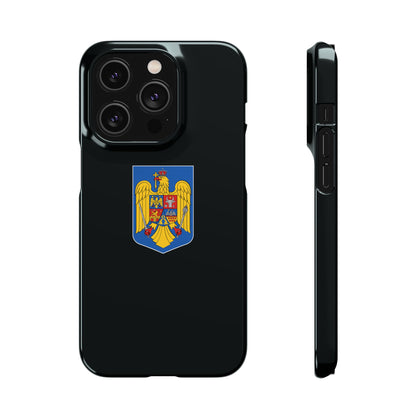 Husă rigidă neagră - Stema României color