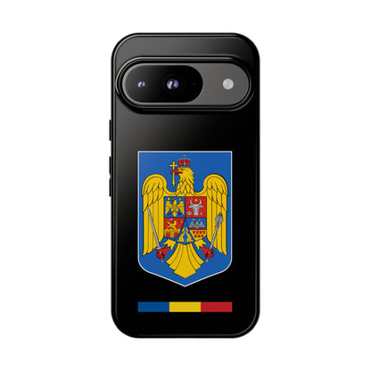 Husă rigidă neagră - Stema color și Tricolor România