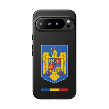 Husă rigidă neagră - Stema color și Tricolor România