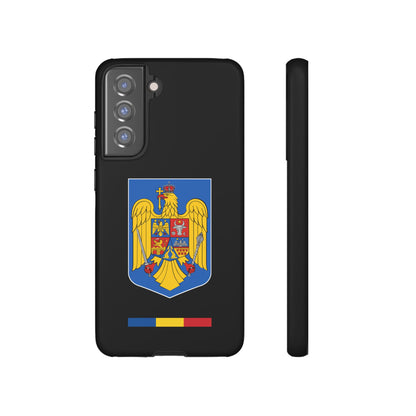 Husă rigidă neagră - Stema color și Tricolor România