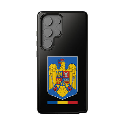 Husă rigidă neagră - Stema color și Tricolor România