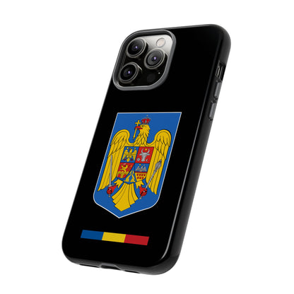 Husă rigidă neagră - Stema color și Tricolor România