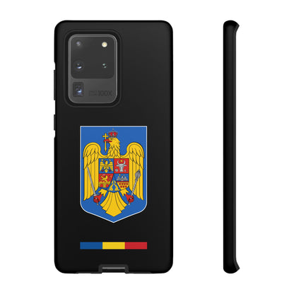 Husă rigidă neagră - Stema color și Tricolor România