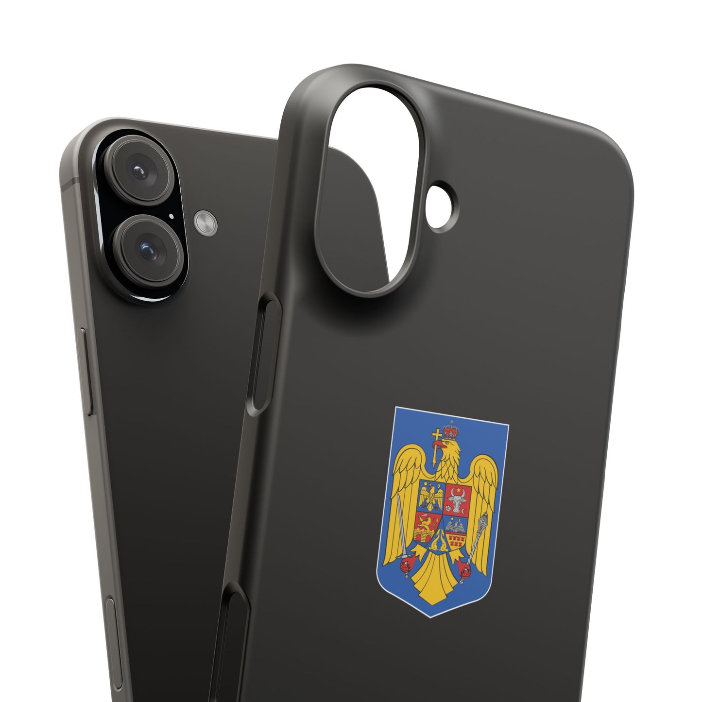 Husă rigidă neagră - Stema României color