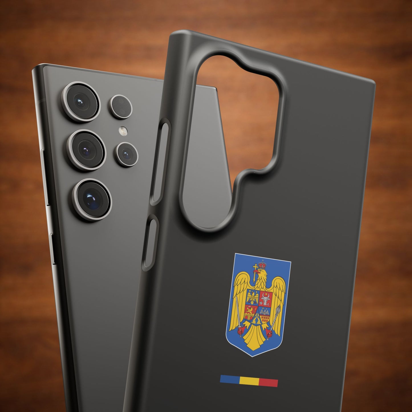 Husă cu stema României (color) și tricolor