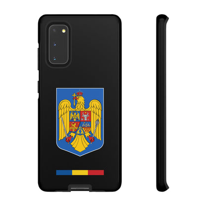 Husă rigidă neagră - Stema color și Tricolor România
