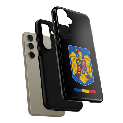 Husă rigidă neagră - Stema color și Tricolor România