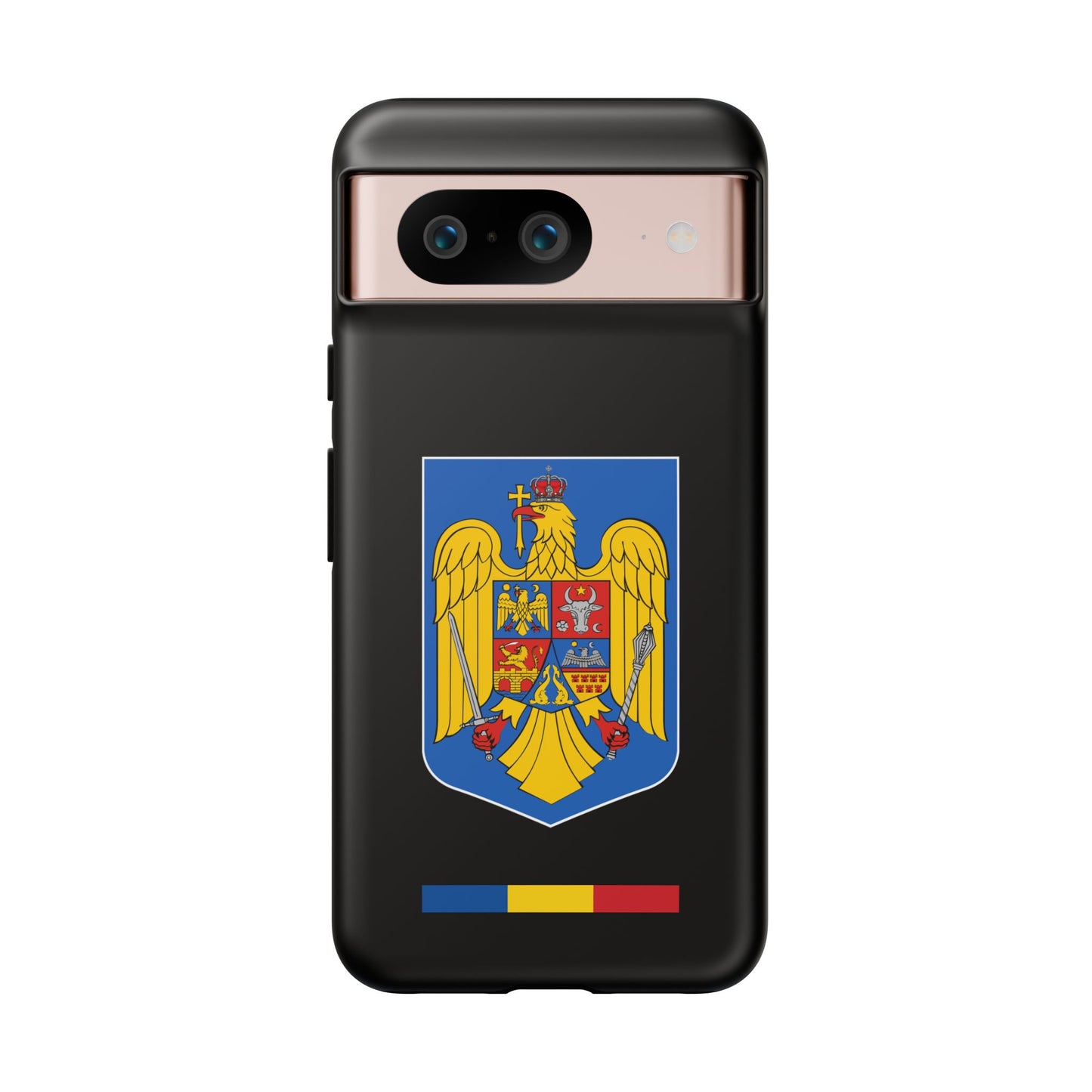 Husă rigidă neagră - Stema color și Tricolor România