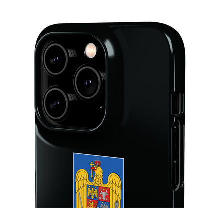 Husă rigidă neagră - Stema României color