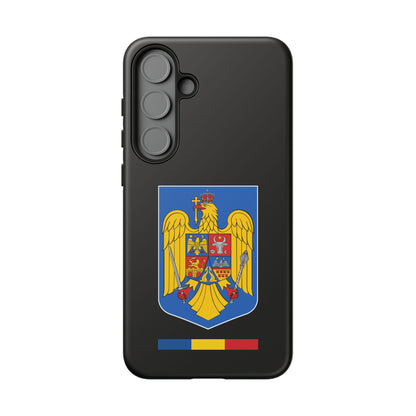 Husă rigidă neagră - Stema color și Tricolor România