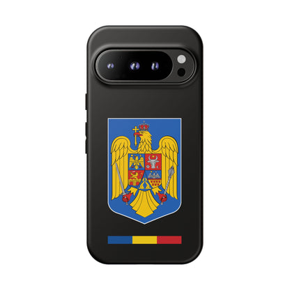 Husă rigidă neagră - Stema color și Tricolor România