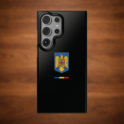 Husă cu stema României (color) și tricolor