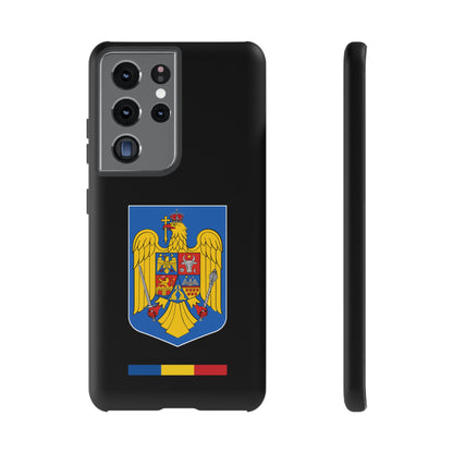 Husă rigidă neagră - Stema color și Tricolor România