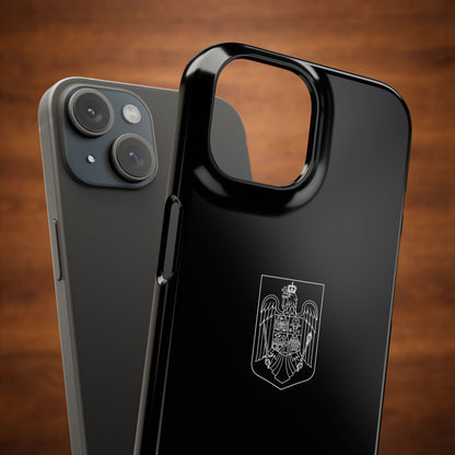 Husă neagră cu stema României (contru alb)