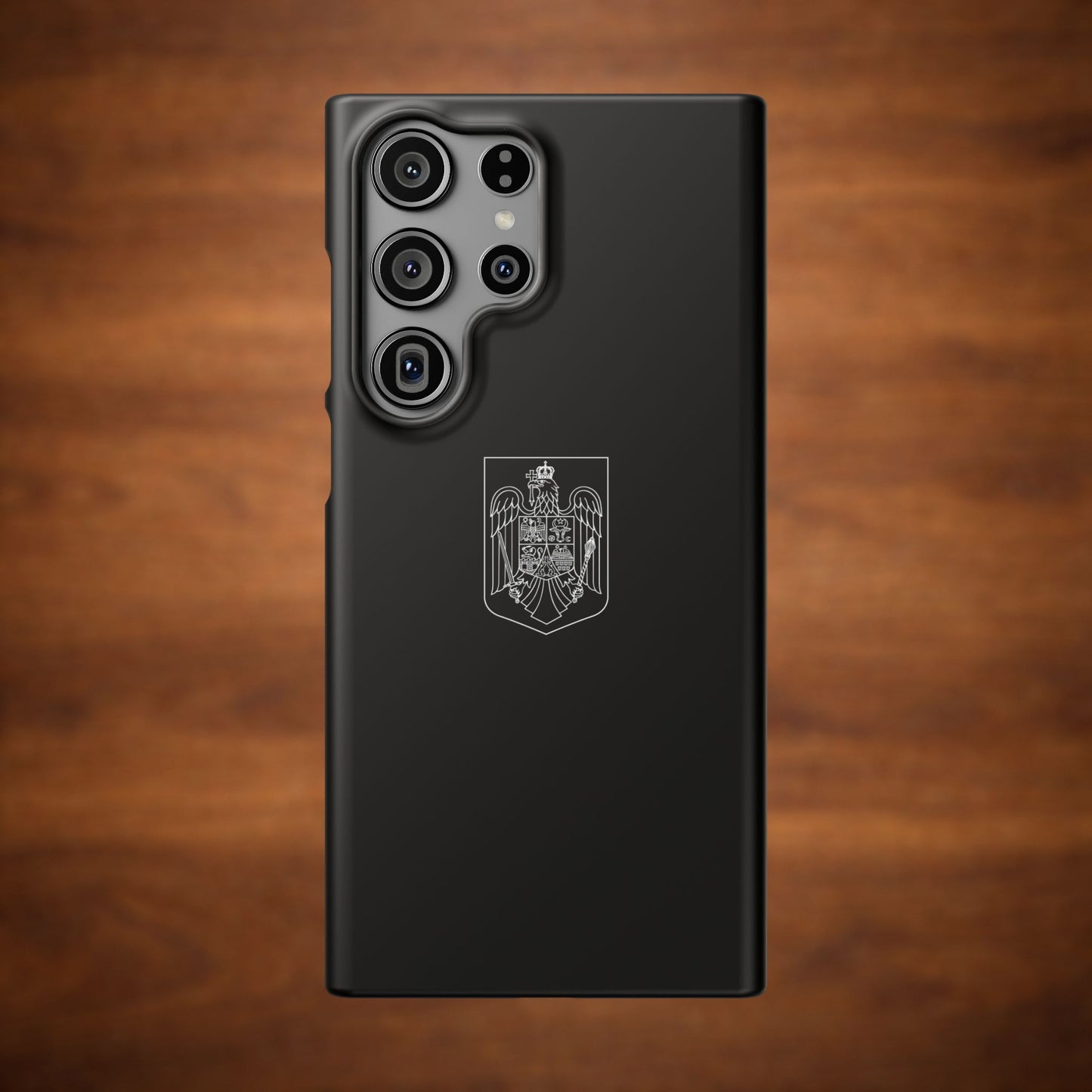 Husă neagră cu stema României (contru alb)