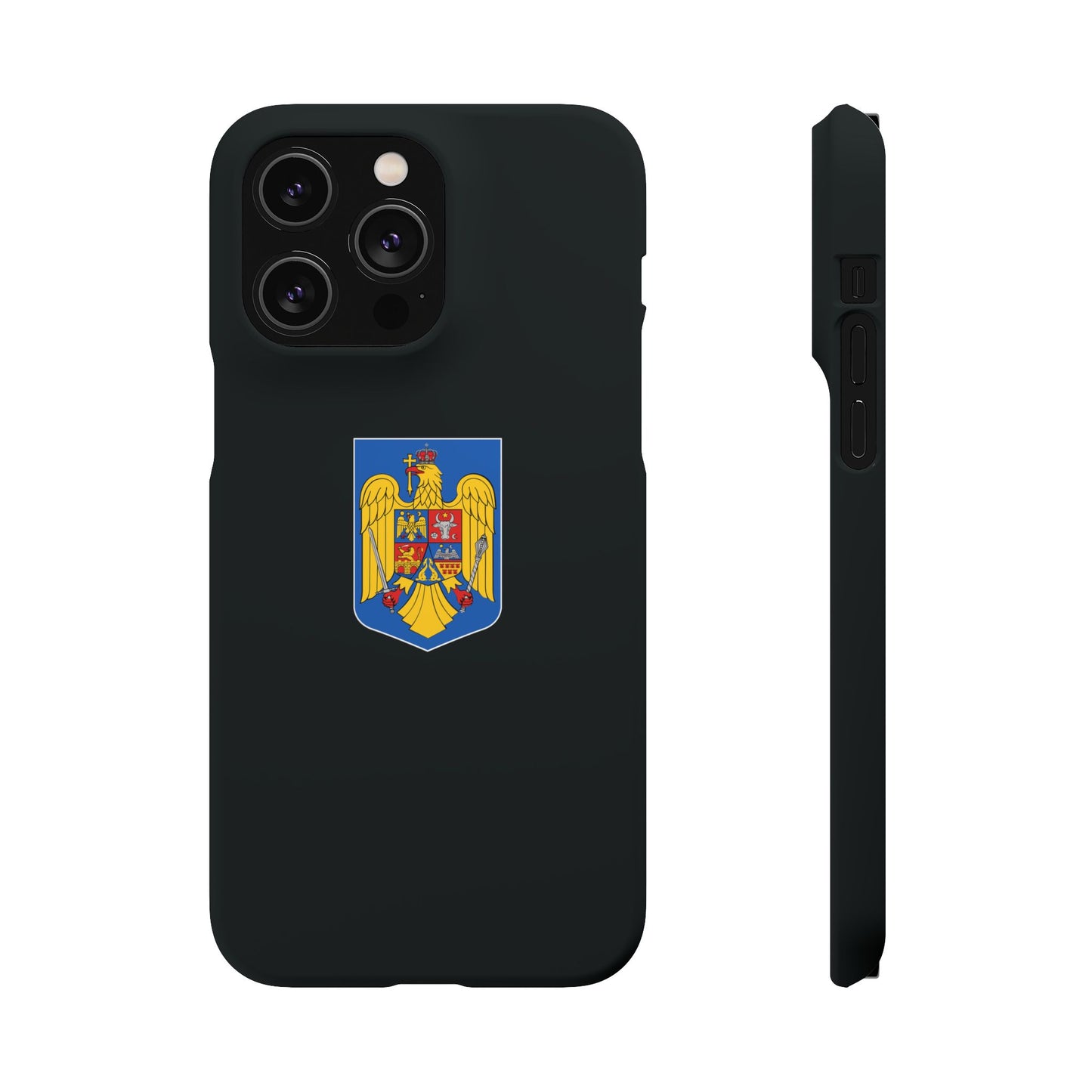 Husă rigidă neagră - Stema României color