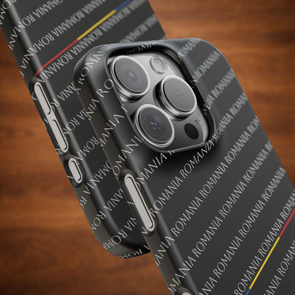 Husă neagră inscripționată cu România si tricolor