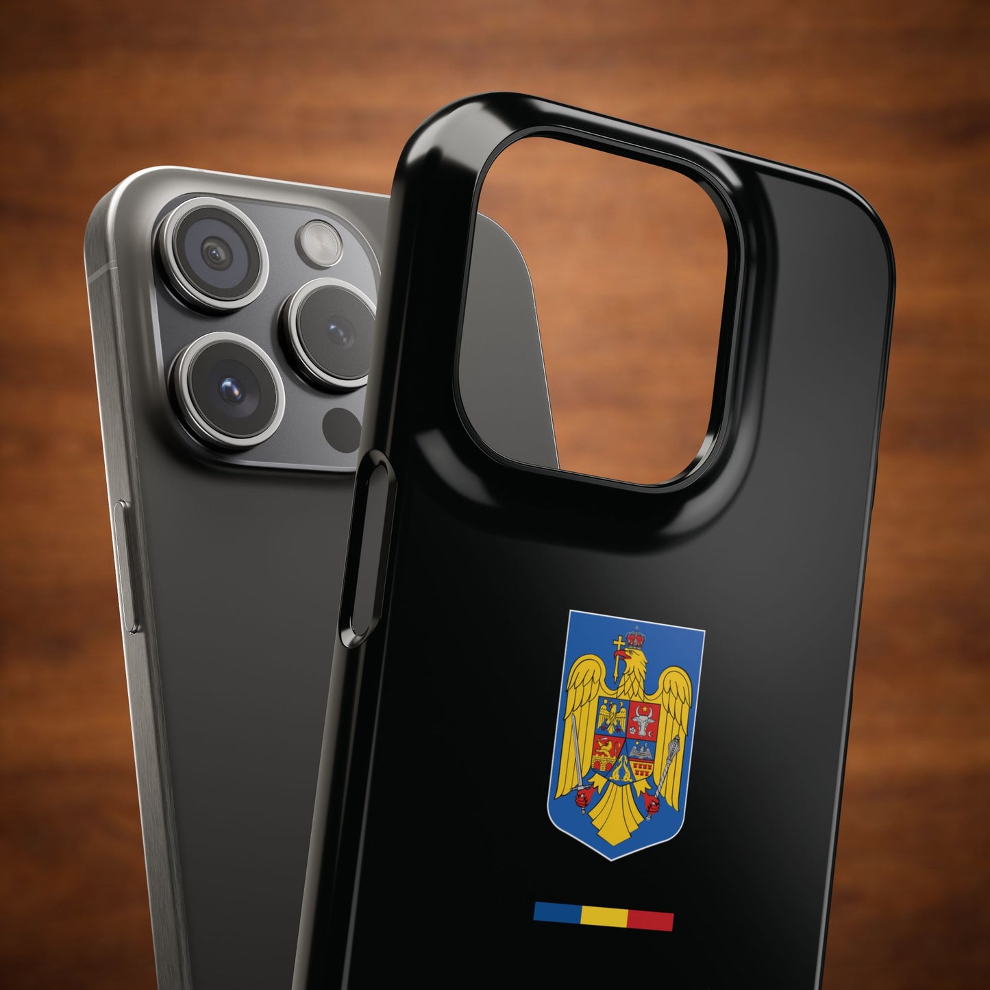 Husă cu stema României (color) și tricolor