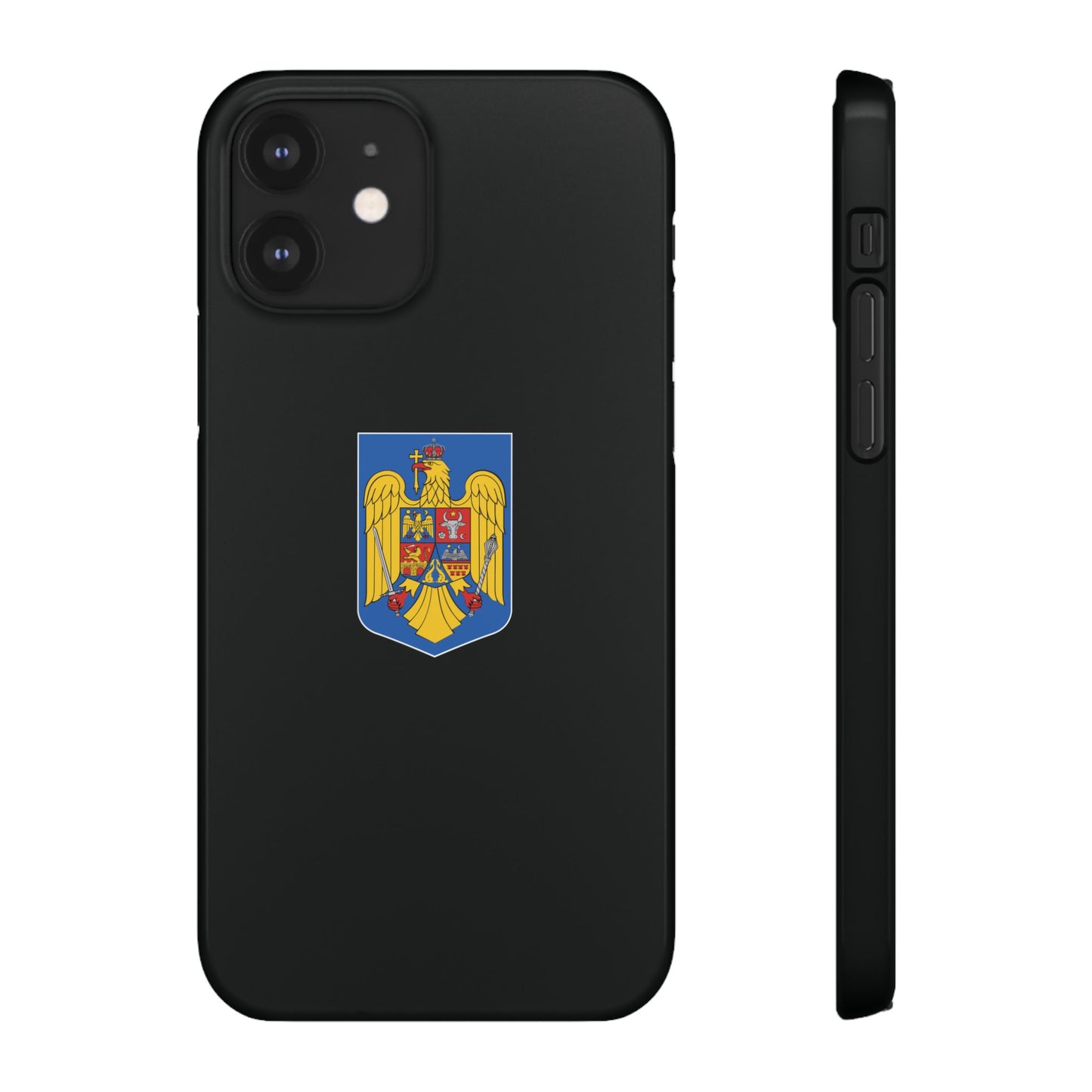 Husă rigidă neagră - Stema României color