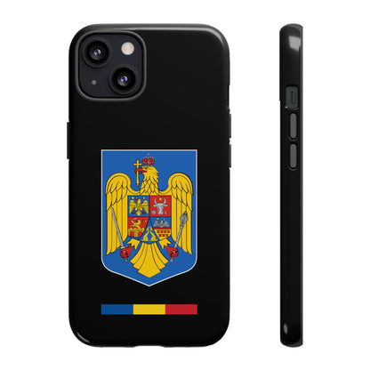 Husă rigidă neagră - Stema color și Tricolor România