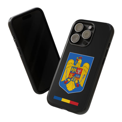 Husă rigidă neagră - Stema color și Tricolor România