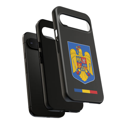 Husă rigidă neagră - Stema color și Tricolor România