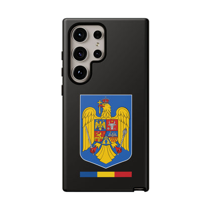 Husă rigidă neagră - Stema color și Tricolor România