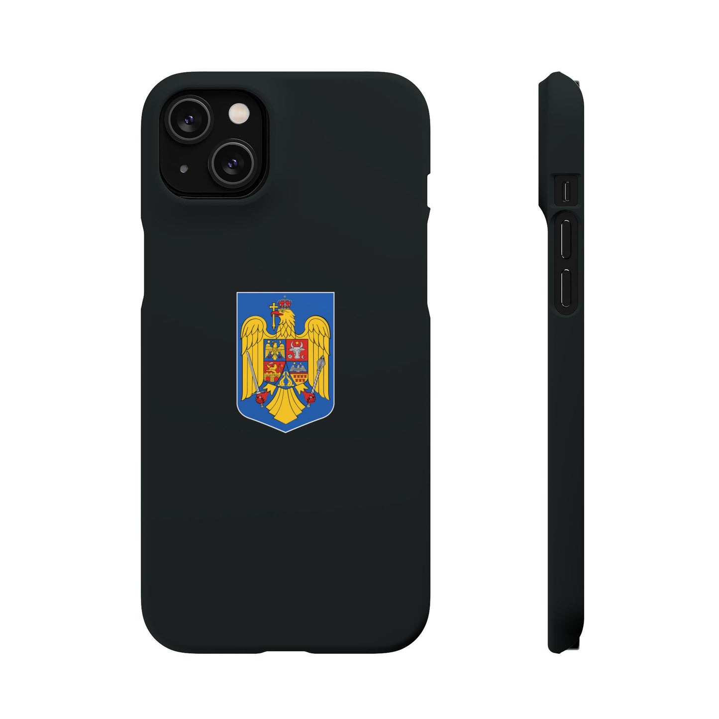 Husă rigidă neagră - Stema României color
