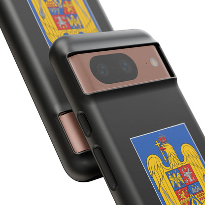Husă rigidă neagră - Stema color și Tricolor România