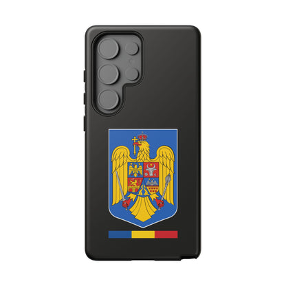 Husă rigidă neagră - Stema color și Tricolor România
