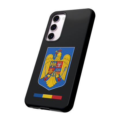 Husă rigidă neagră - Stema color și Tricolor România