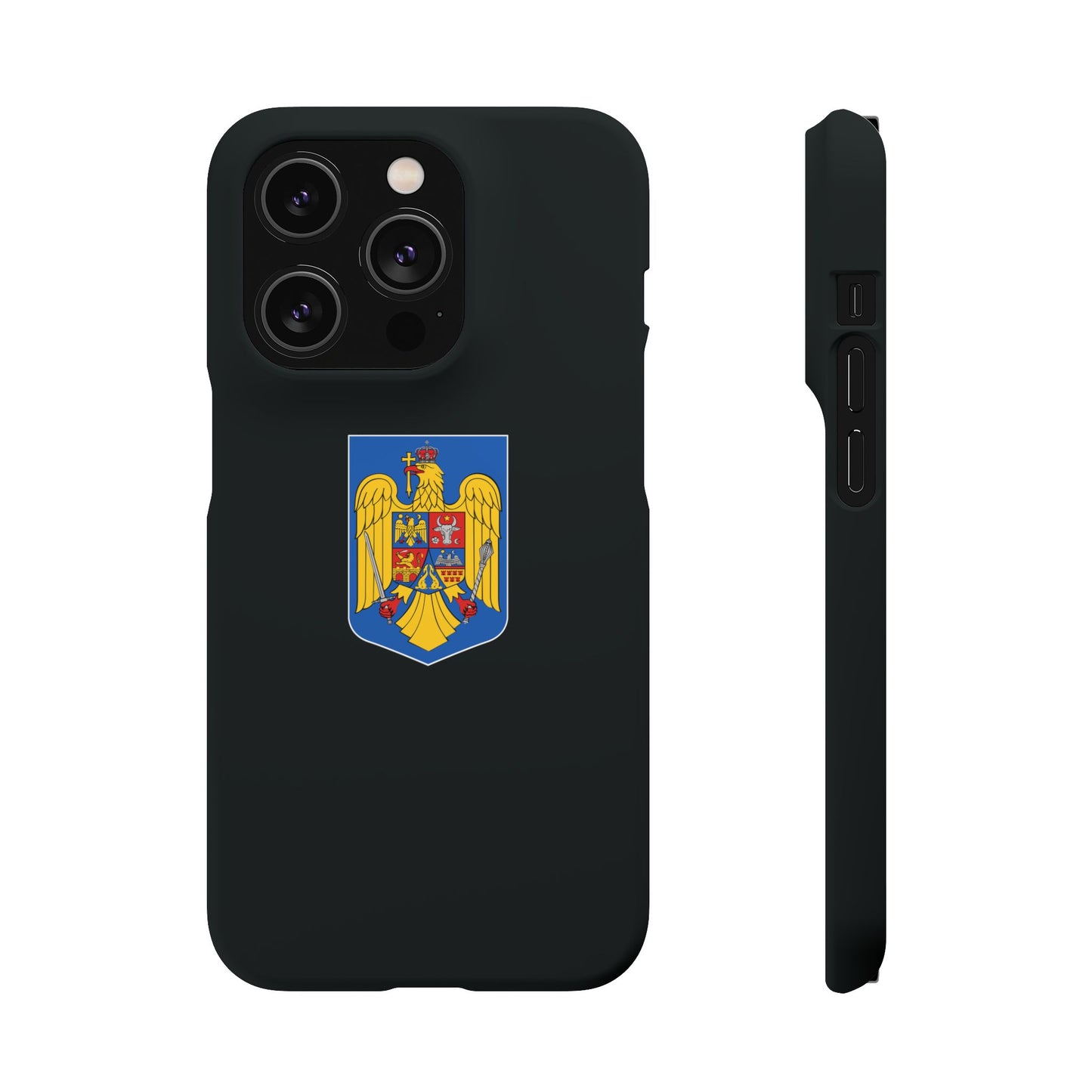 Husă rigidă neagră - Stema României color