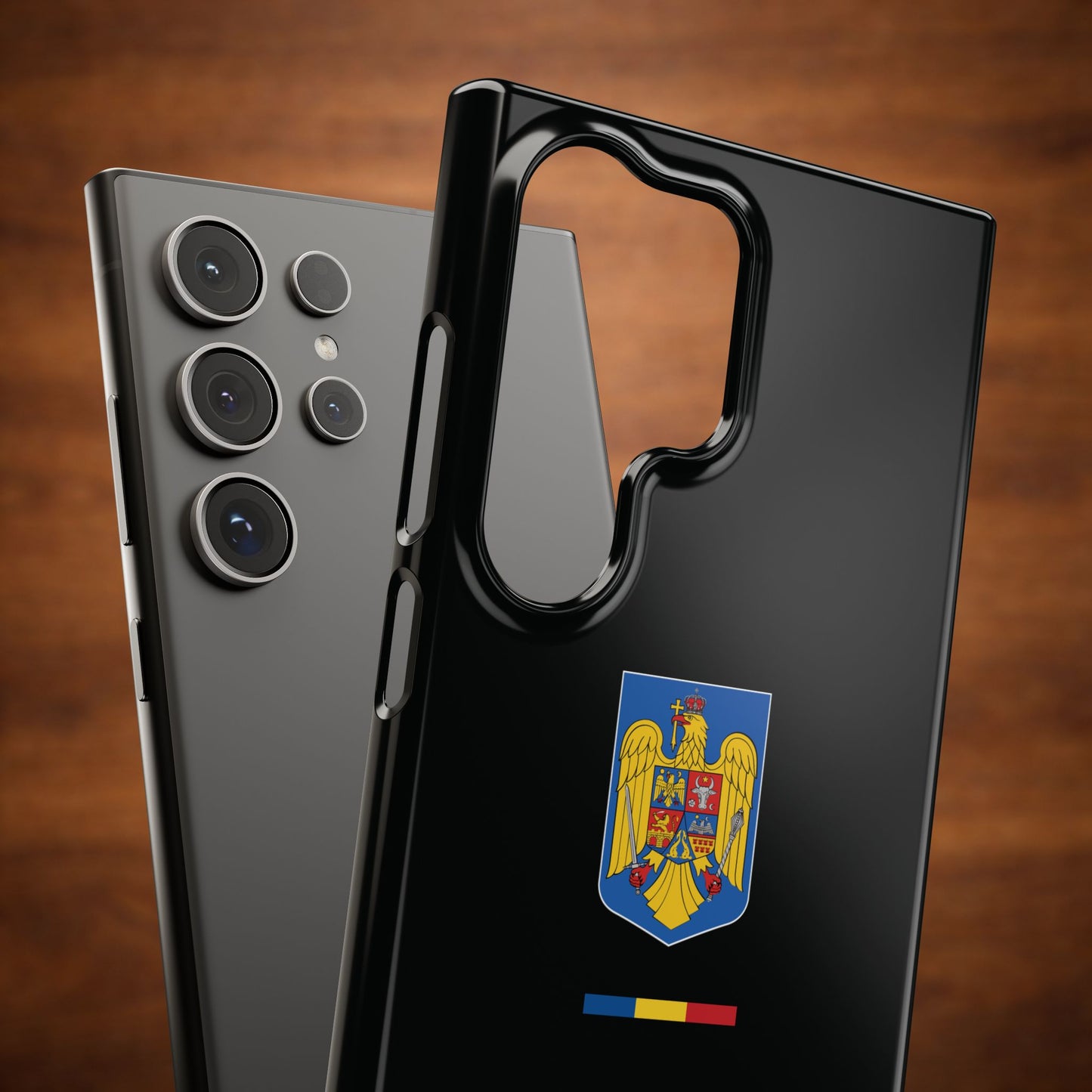 Husă cu stema României (color) și tricolor