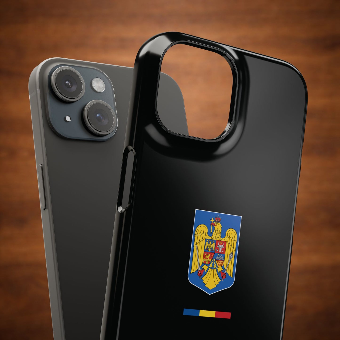 Husă cu stema României (color) și tricolor