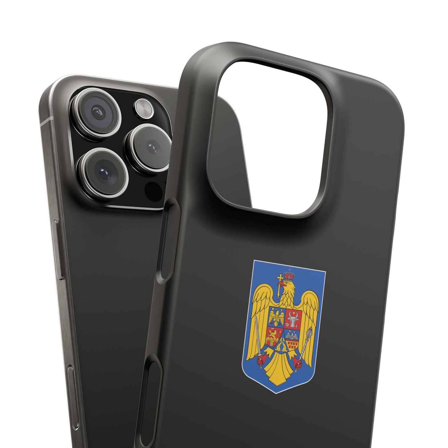 Husă rigidă neagră - Stema României color