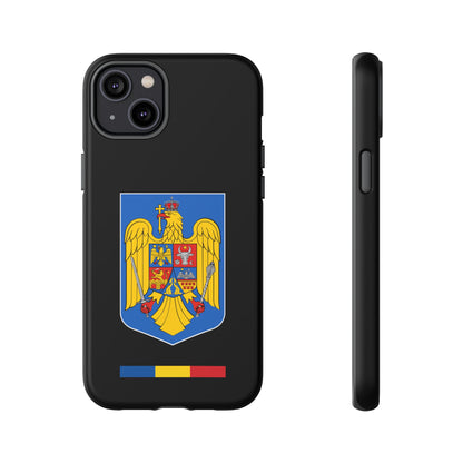 Husă rigidă neagră - Stema color și Tricolor România