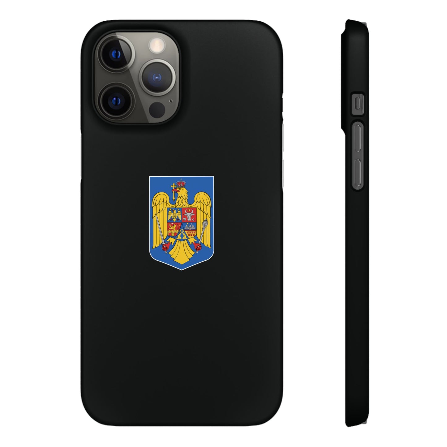 Husă rigidă neagră - Stema României color