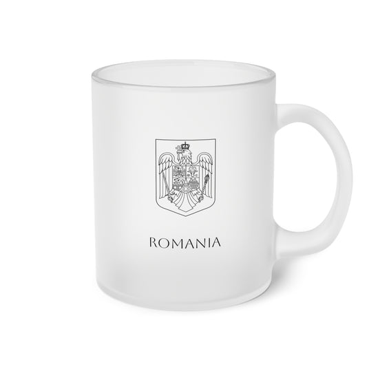 Cană din sticlă mată cu stema României